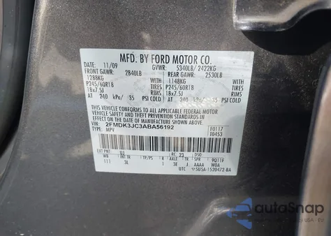 2010 Ford Edge Sel z USA, uszkodzony, nr VIN 2FMDK3JC3ABA56192